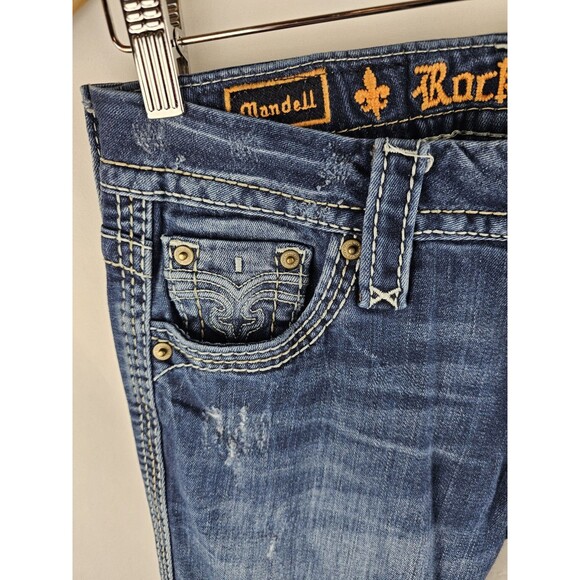 Rock Revival Jeans Womens Size 27 Mandell Easy Boot Cut Distressed Blue Denim - Picture 6 of 11